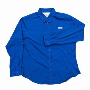 Columbia PFG Womens Shirt Size Large Blue Vented Snaps